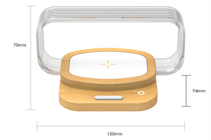 Wooden Wireless Charger Night Lamp – Touch LED Table Light with Mobile Phone Charging, Modern Bedside Lamp