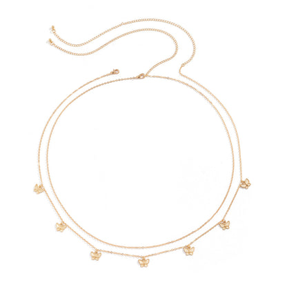 Double Layer Butterfly Tassel Waist Chain – Dainty Body Jewelry for Women