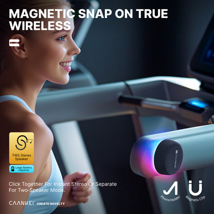 Portable Magnetic Bluetooth Speaker – Wireless TWS Stereo Subwoofer with RGB Light, Strong Bass, High Volume Surround Sound, Mobile Phone Bracket & Charging Base