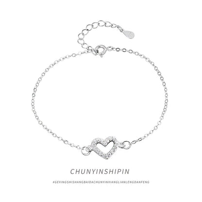S925 Sterling Silver Diamond Love Anklet – Elegant Women’s Jewelry, Adjustable Heart Charm Foot Chain
